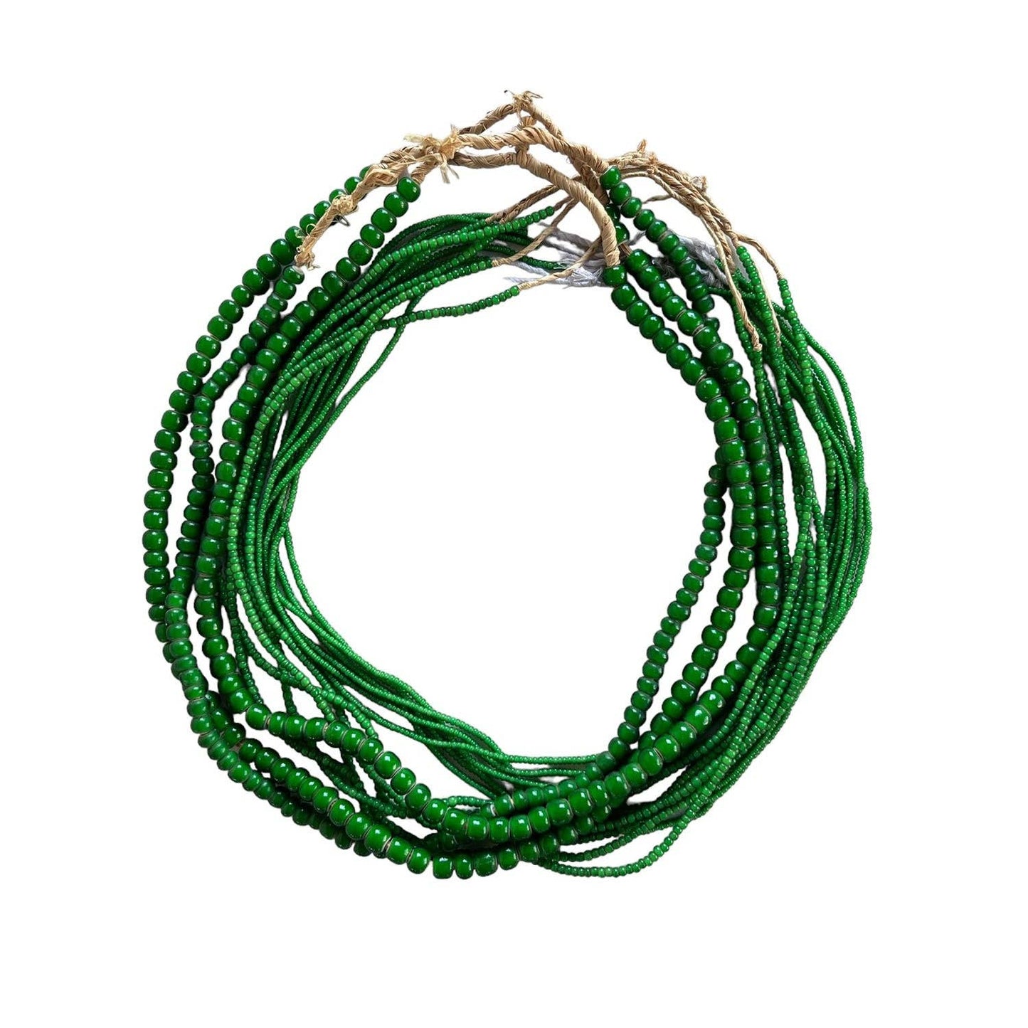 White Heart Glass Bead Green