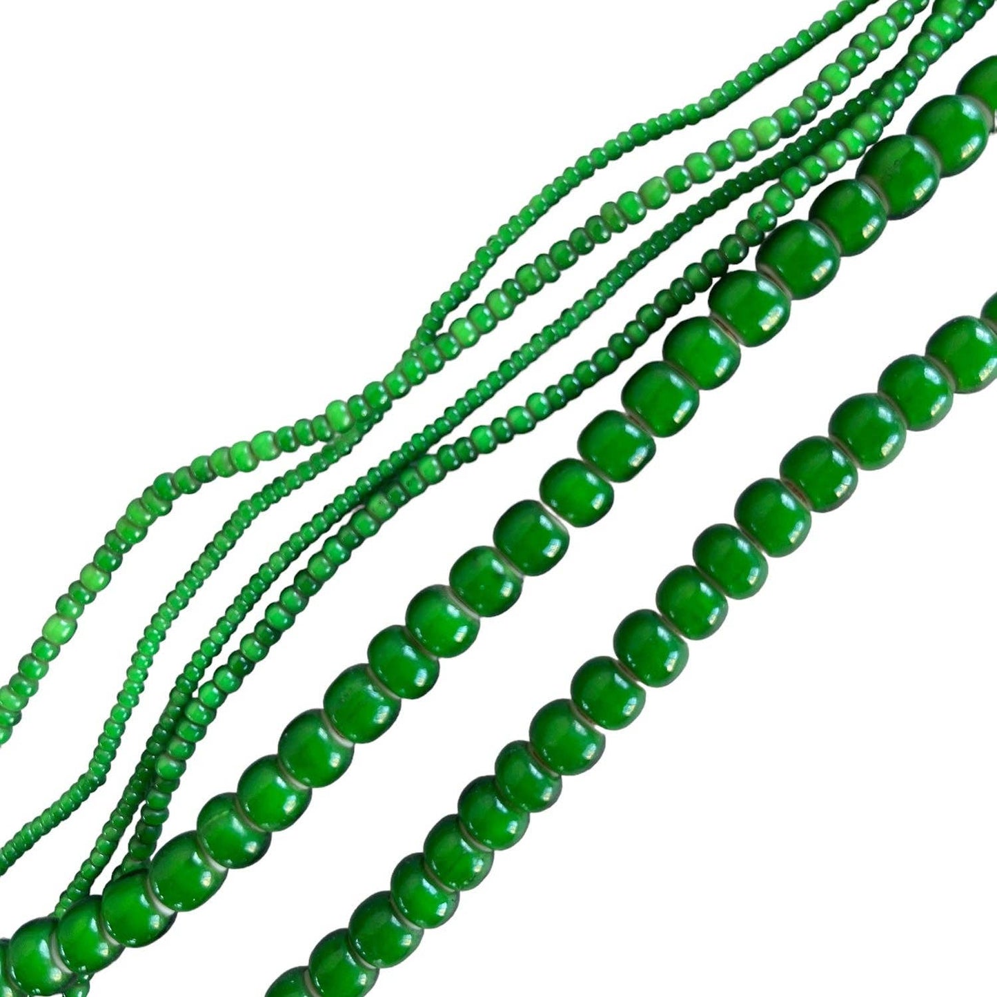 White Heart Glass Bead Green