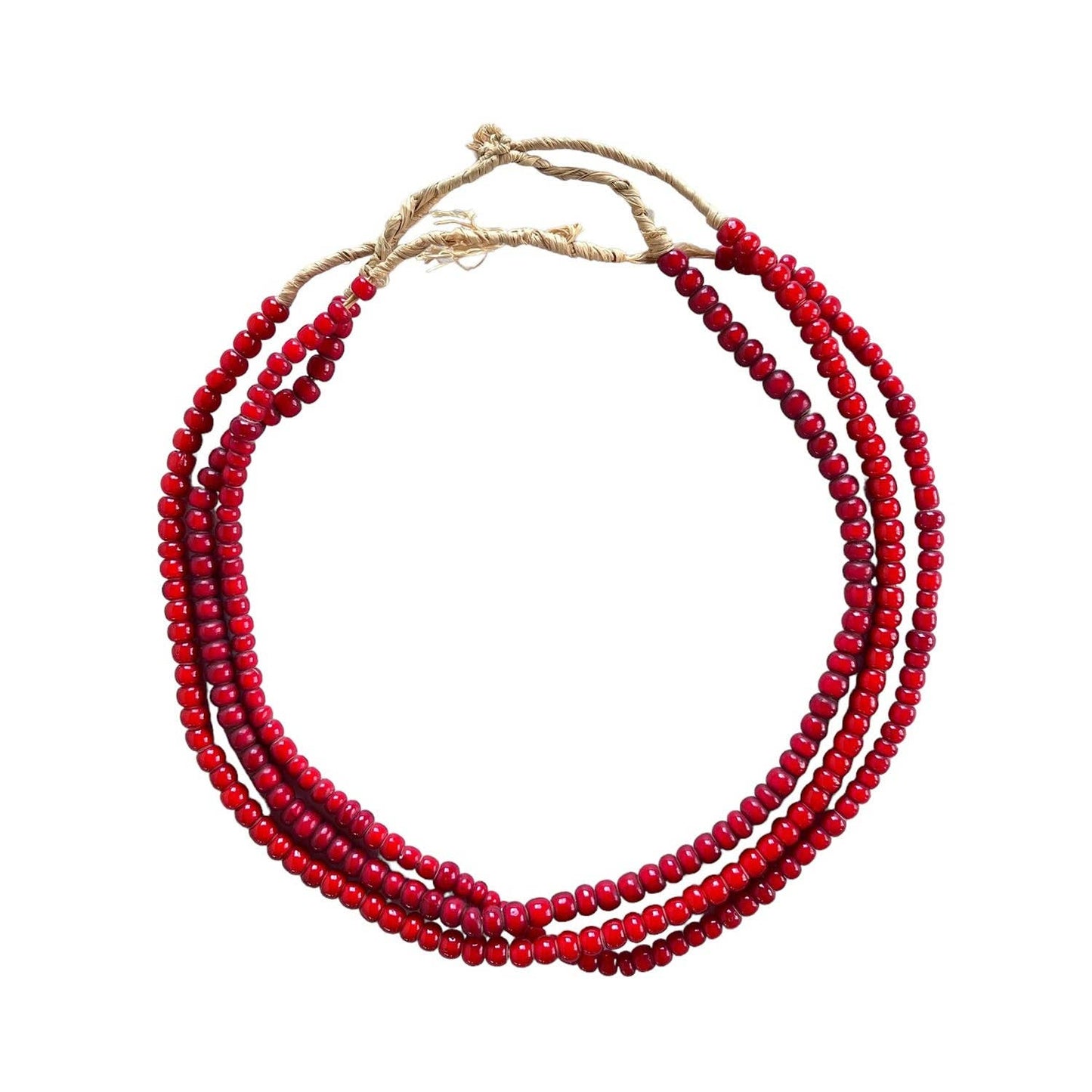 White Heart Glass Bead Red