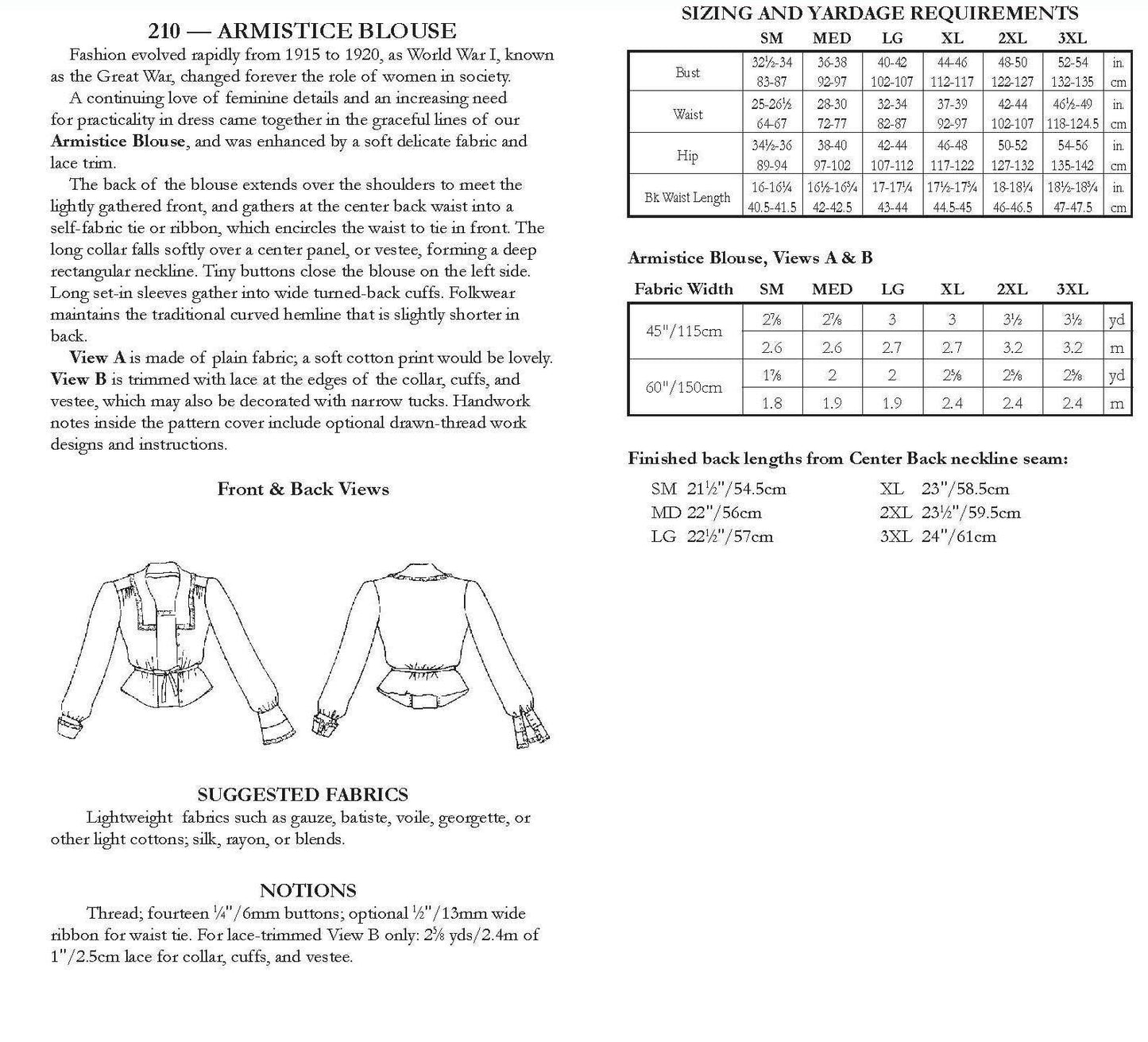 210 Armistice Blouse - Sewing Pattern