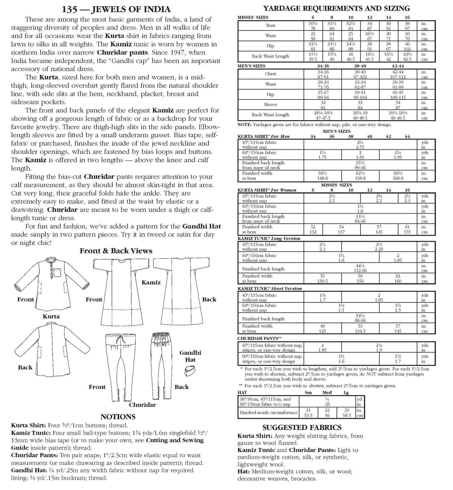 135 Jewels of India - Sewing Pattern